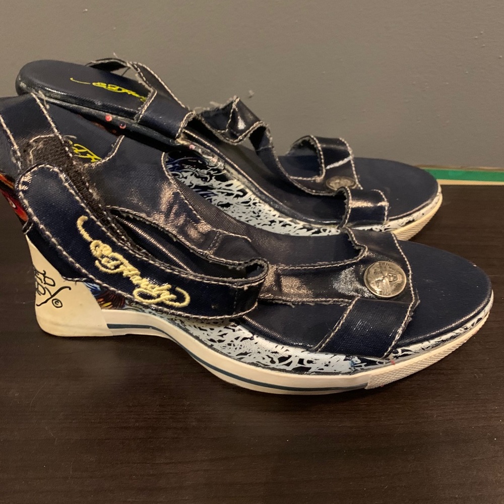 Ed Hardy Blue Women’s Wedged Heels